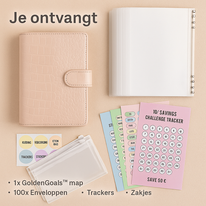 GoldenGoals™ – Luxe 100-Enveloppen Spaarchallenge Map