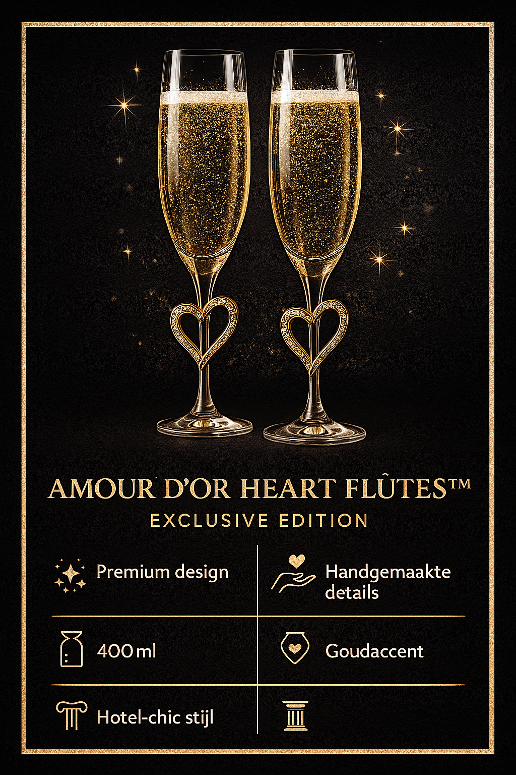 Amour d'Or Heart Flûtes™ – Luxus-Champagnergläser